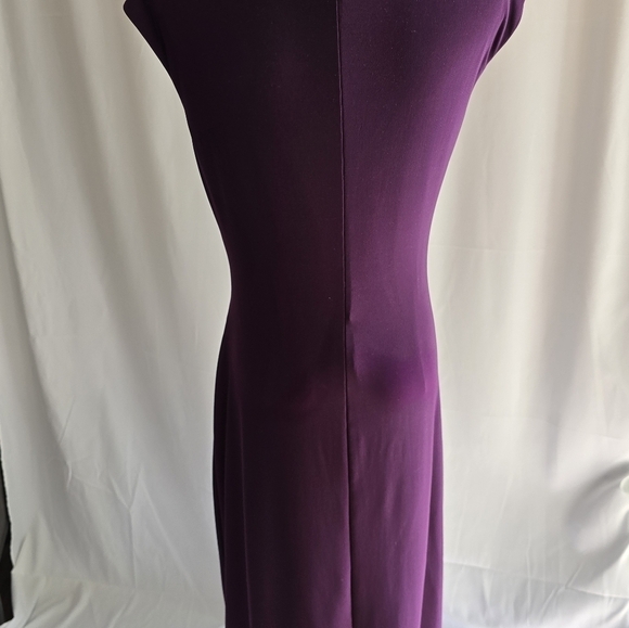 Lauren Ralph Lauren Purple Dress Ruched Waist Cowl Neck Sz 6 Jersey Knit - Picture 4 of 10
